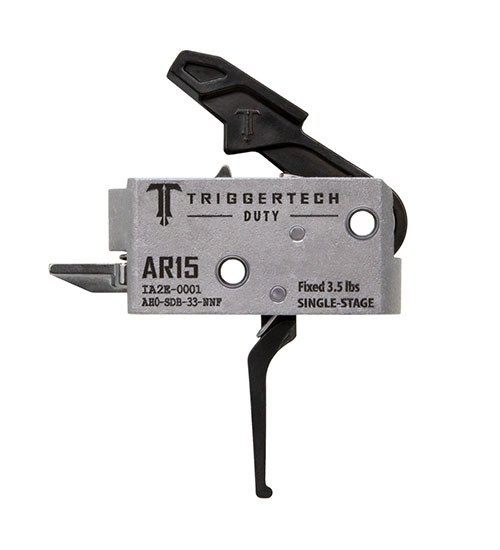 Il grilletto AR-15 Duty Trigger di TRIGGERTECH offre affidabilità robusta e prestazioni elevate, con una corsa più lunga e un reset più deciso, ideale per professionisti.